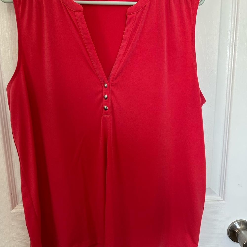 Calvin Klein Vibrant Coral Sleeveless Blouse